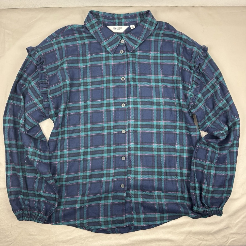 CANDACE CAMERON BURE Womens Long Sleeve Button Flannel Shirt Top Blouse - S